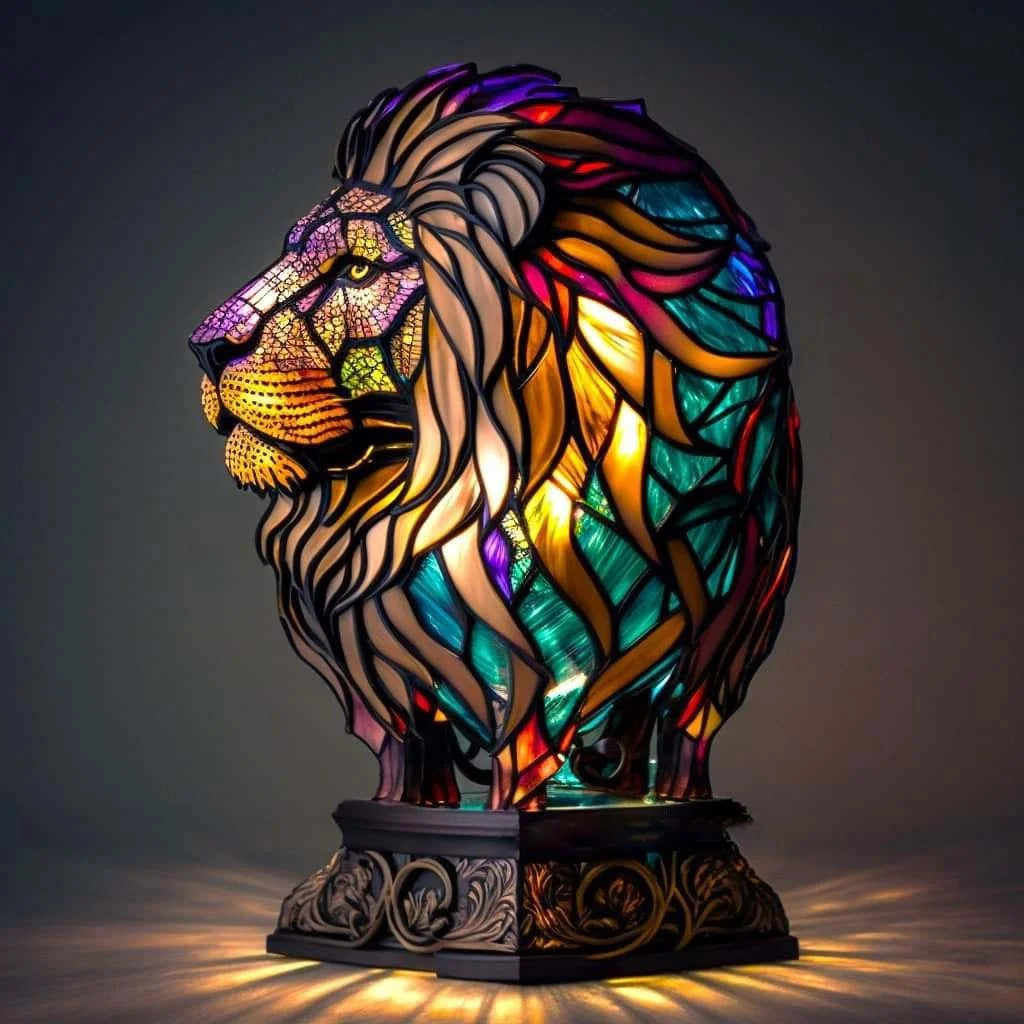 Maisone – Magical Lion Lamp in Coloured Glass