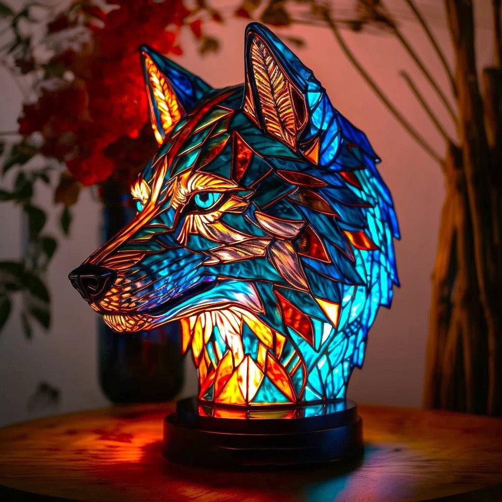 Maisone – Magical Wolf Lamp in Coloured Glass