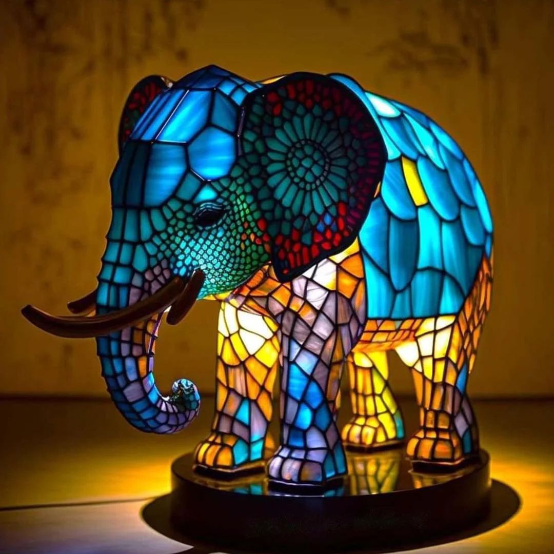 Maisone – Magical Elephant Lamp in Coloured Glass