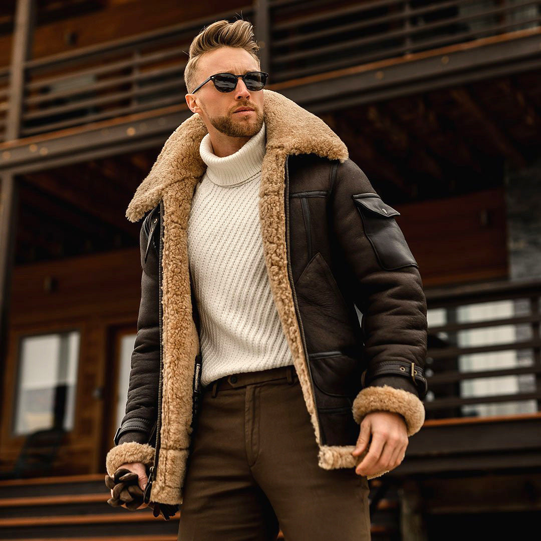 The Frostmoor Aviator Shearling Jacket – Wool-Lined Edition