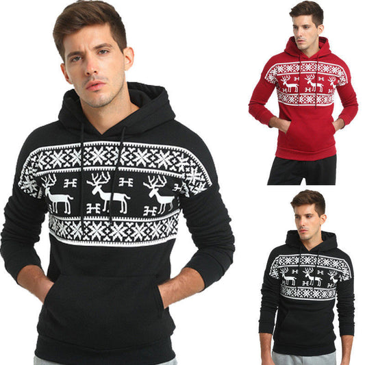 Herren-Weihnachtshoodie – Rentierdesign