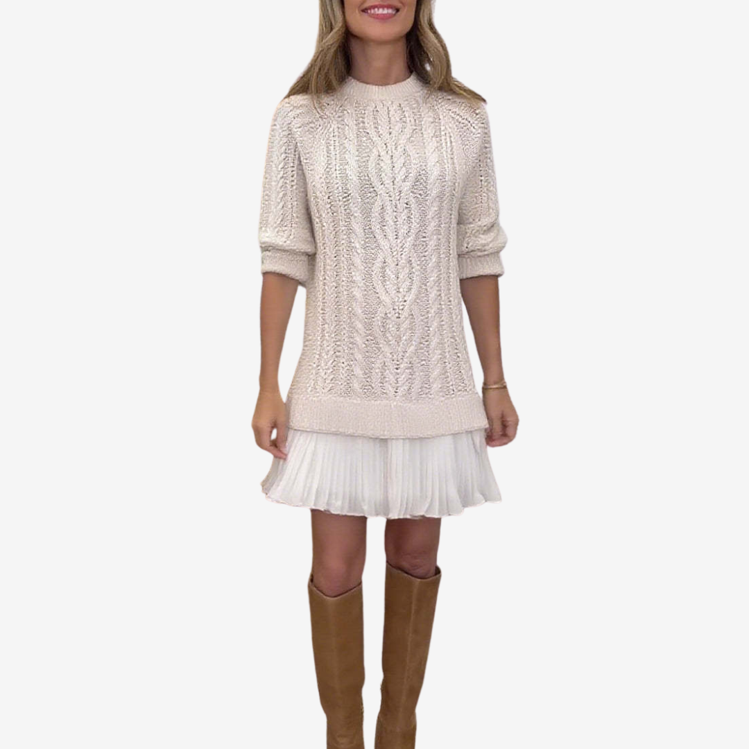 Sézane | Sweater Dress with Pleated Skirt