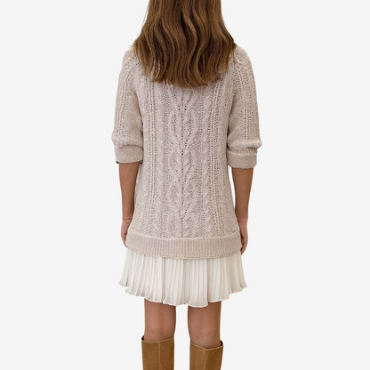 Sézane | Sweater Dress with Pleated Skirt