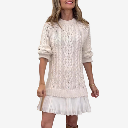 Sézane | Sweater Dress with Pleated Skirt