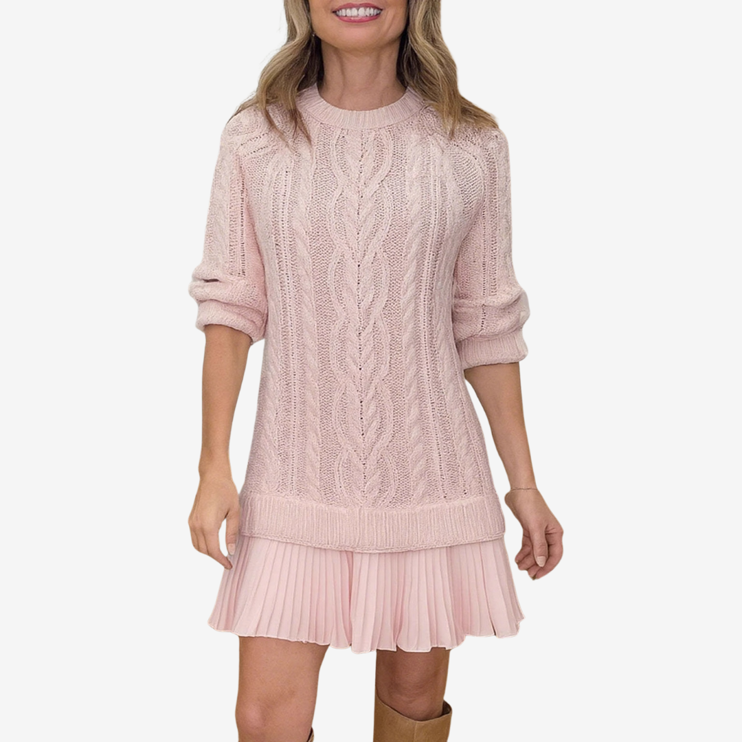 Sézane | Sweater Dress with Pleated Skirt