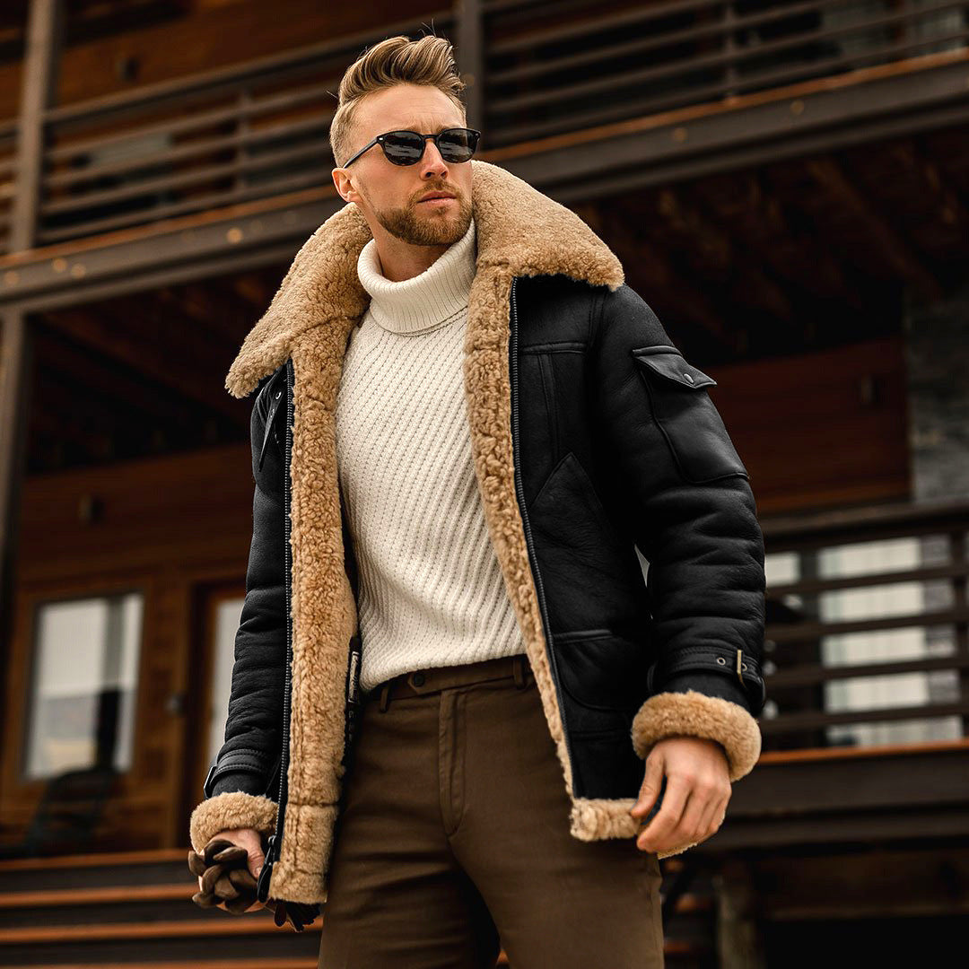The Frostmoor Aviator Shearling Jacket – Wool-Lined Edition