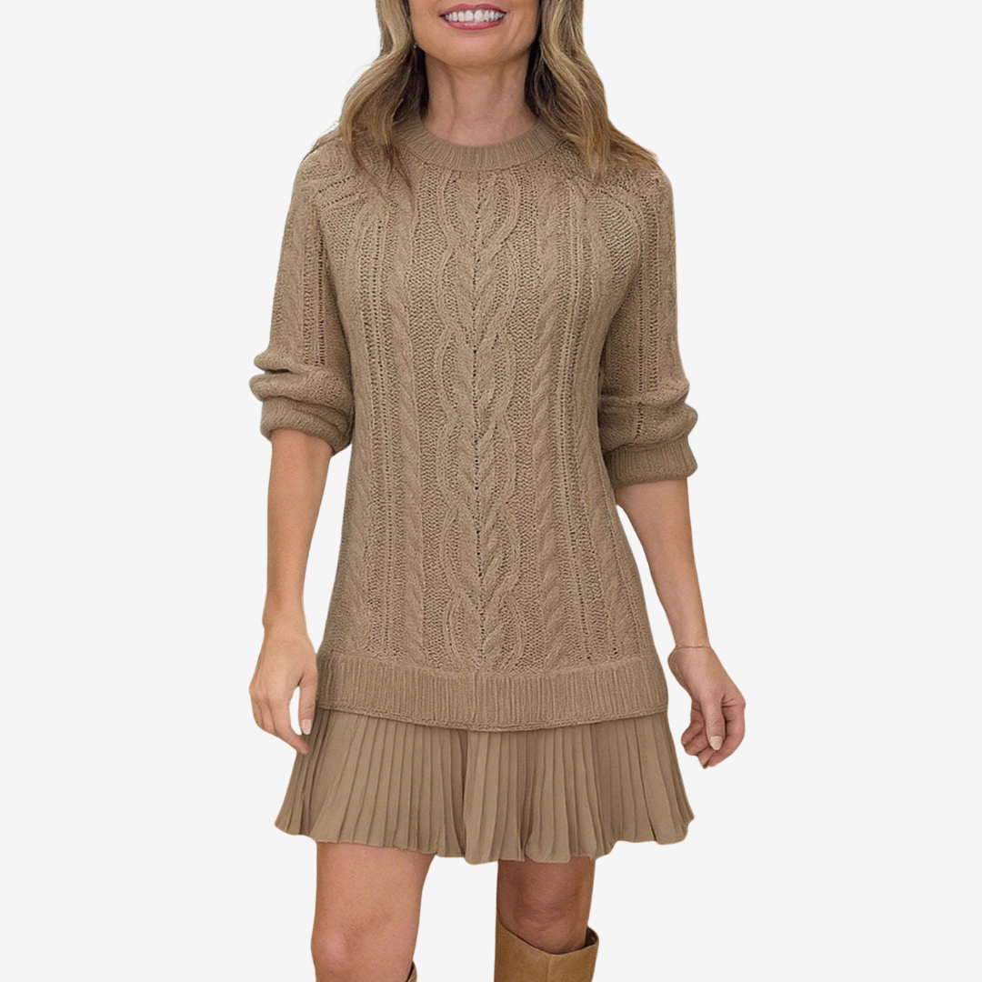 Sézane | Sweater Dress with Pleated Skirt