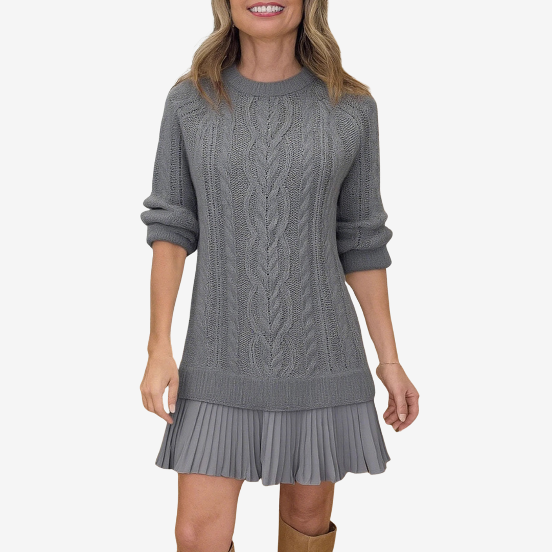 Sézane | Sweater Dress with Pleated Skirt