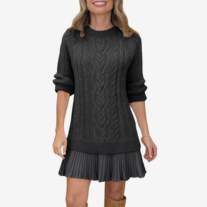 Sézane | Sweater Dress with Pleated Skirt