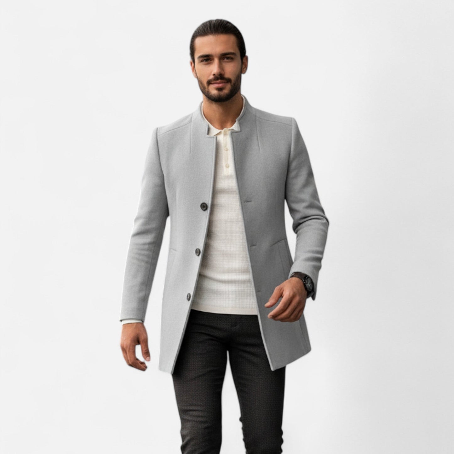 Maisone | Men’s Tailored Coat – Classic Solid Comfort