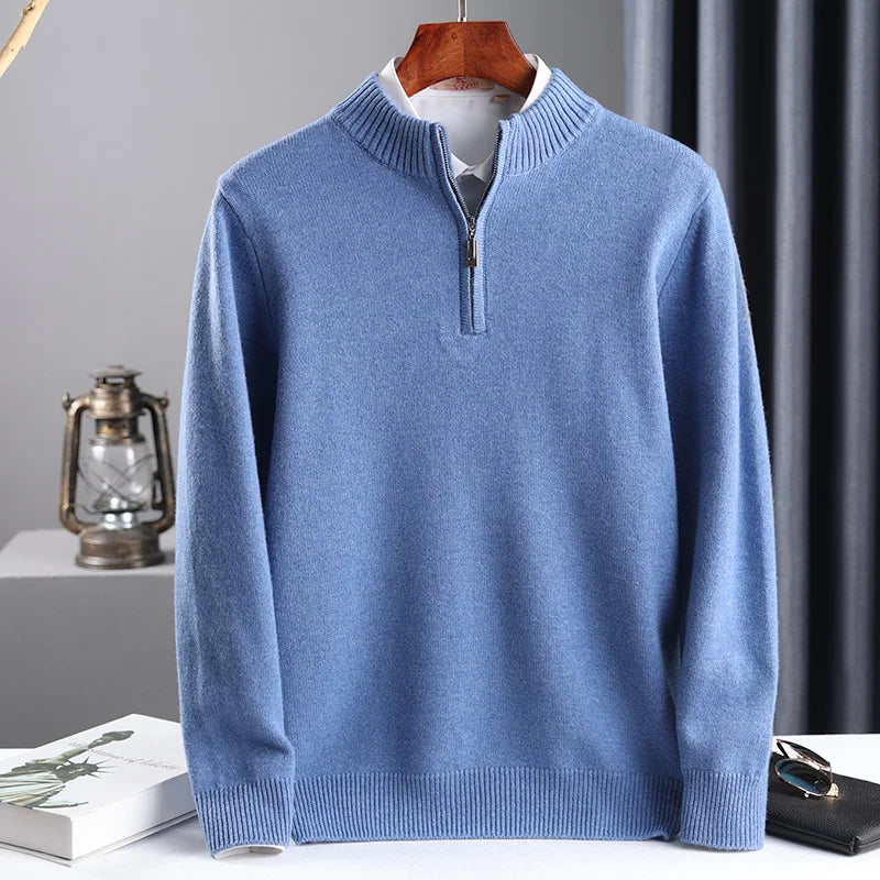 Maisone Men’s Half Zip Wool Knit Sweater