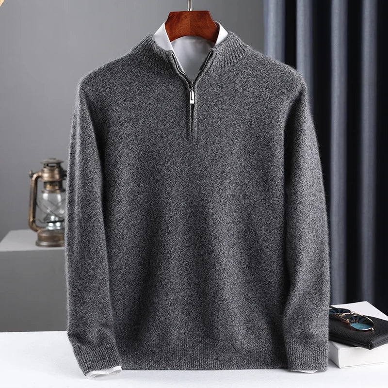 Maisone Men’s Half Zip Wool Knit Sweater