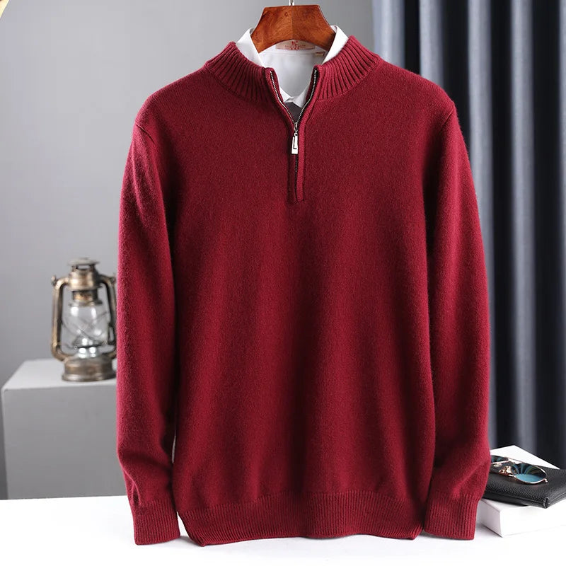 Maisone Men’s Half Zip Wool Knit Sweater