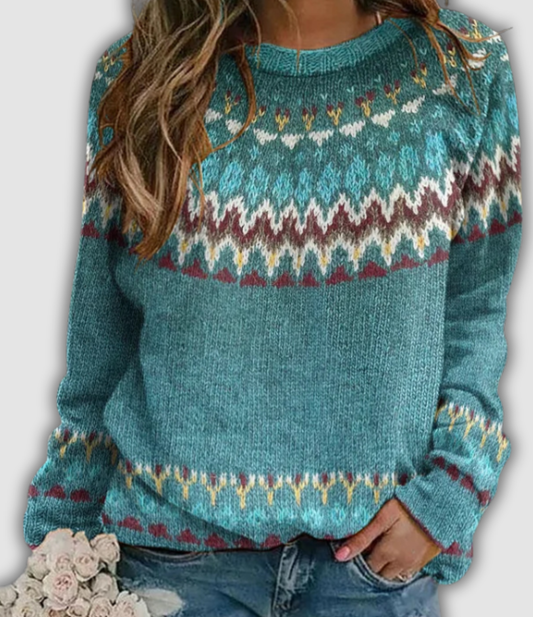 Alvara™ – Retro Sweatshirt with Wave Pattern