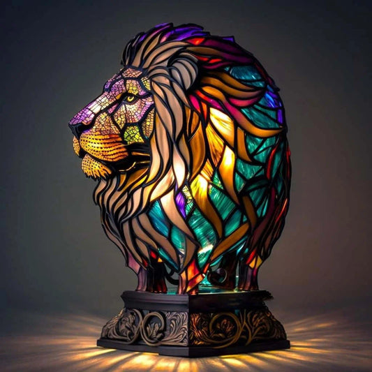 Maisone – Magical Lion Lamp in Coloured Glass