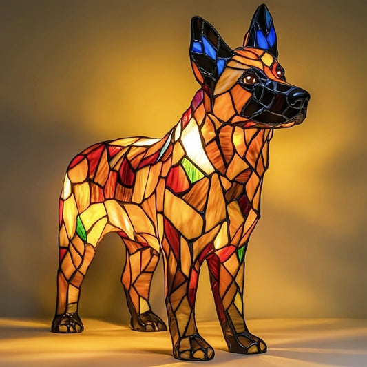 Maisone – Magical Shepherd Dog Lamp in Coloured Glass