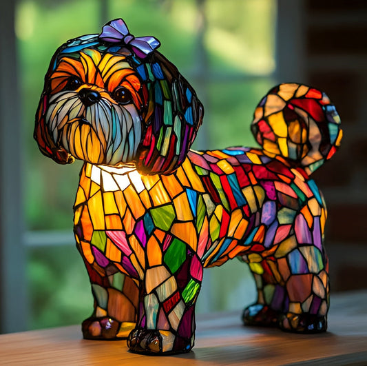 Maisone – Magical Shih Tzu Lamp in Coloured Glass