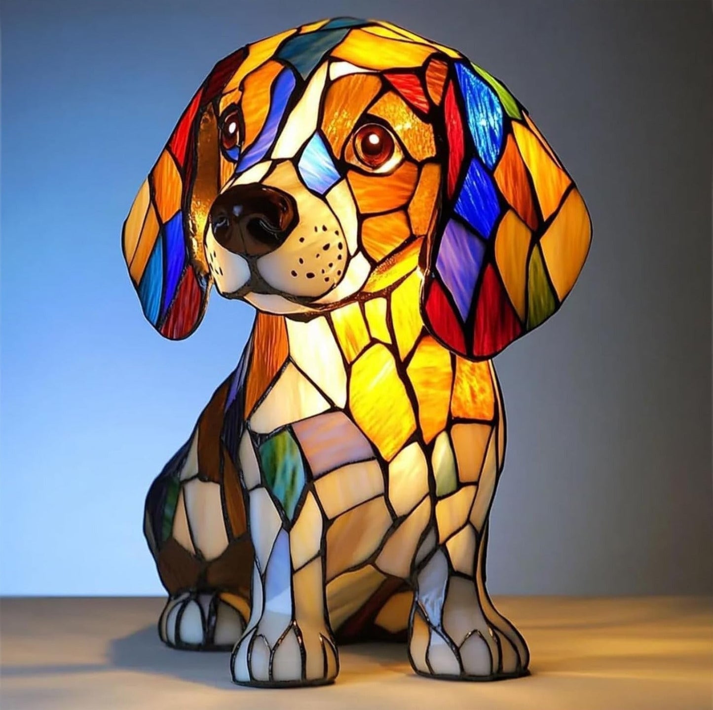 Maisone – Magical Beagle Lamp in Coloured Glass