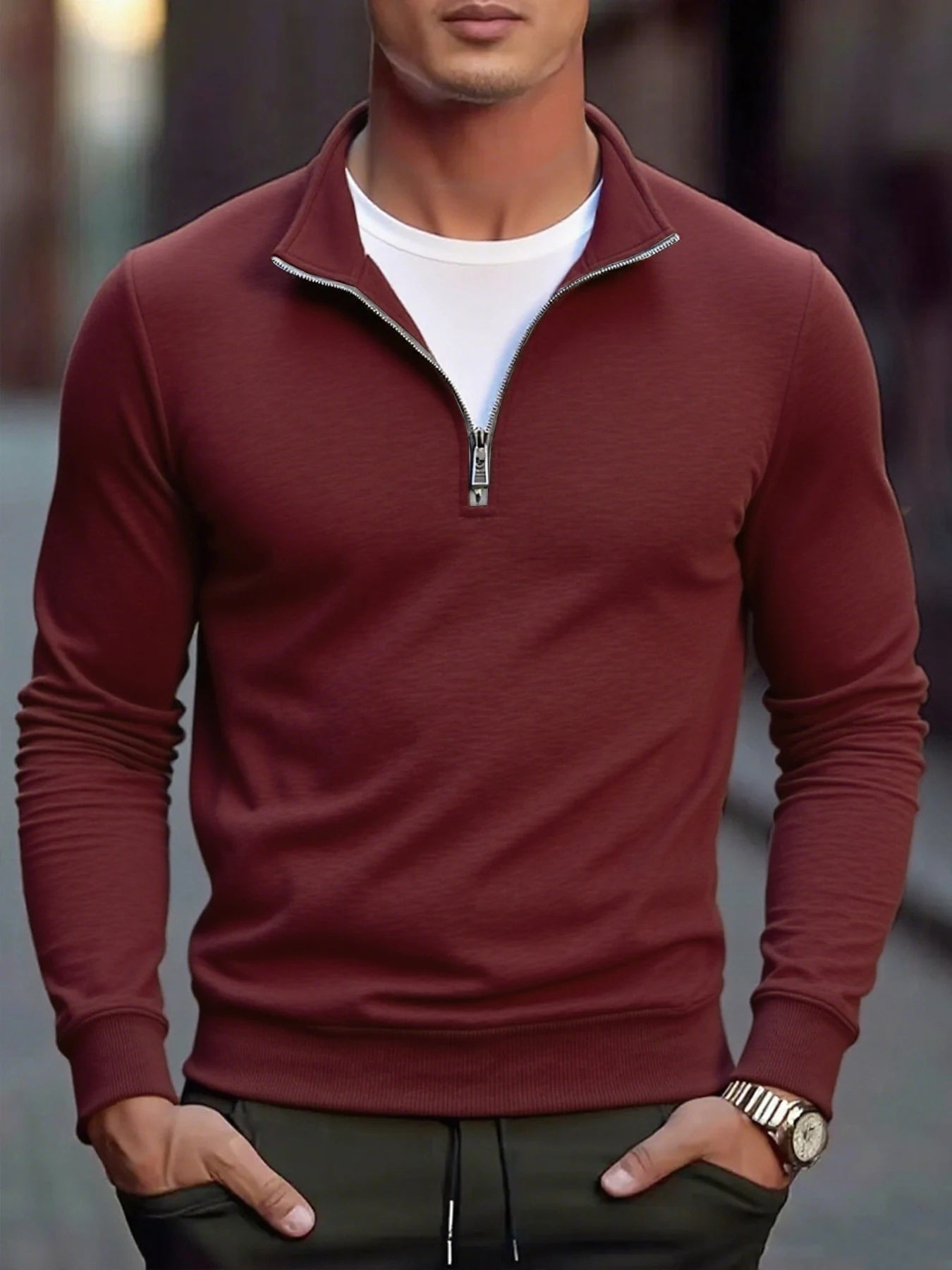 Maisone | Men’s Quarter Zip Cotton Knit Sweater