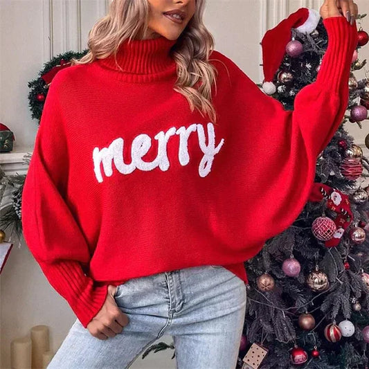 Damen-Weihnachtspullover mit fröhlichem Aufdruck | Festlich
