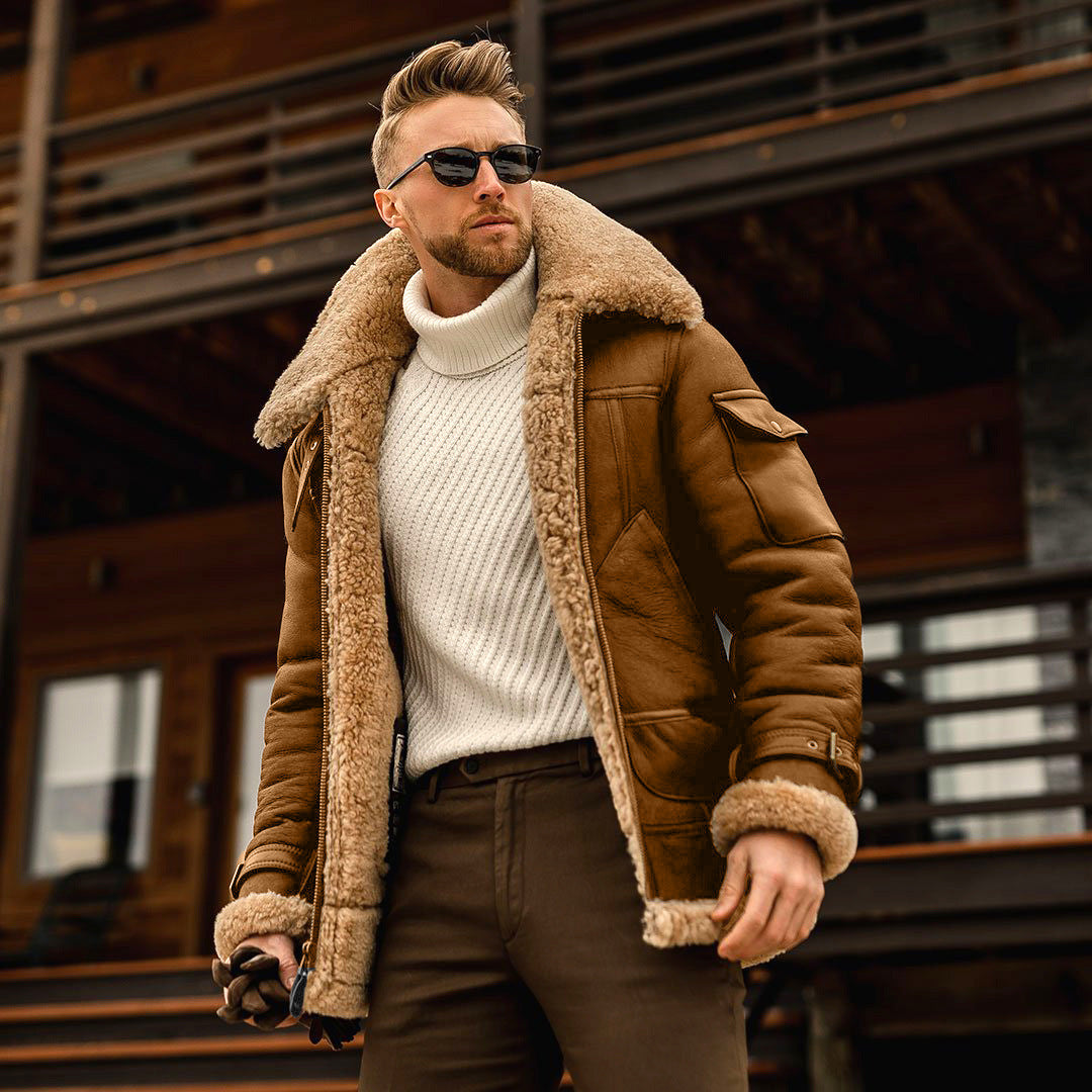 The Frostmoor Aviator Shearling Jacket – Wool-Lined Edition