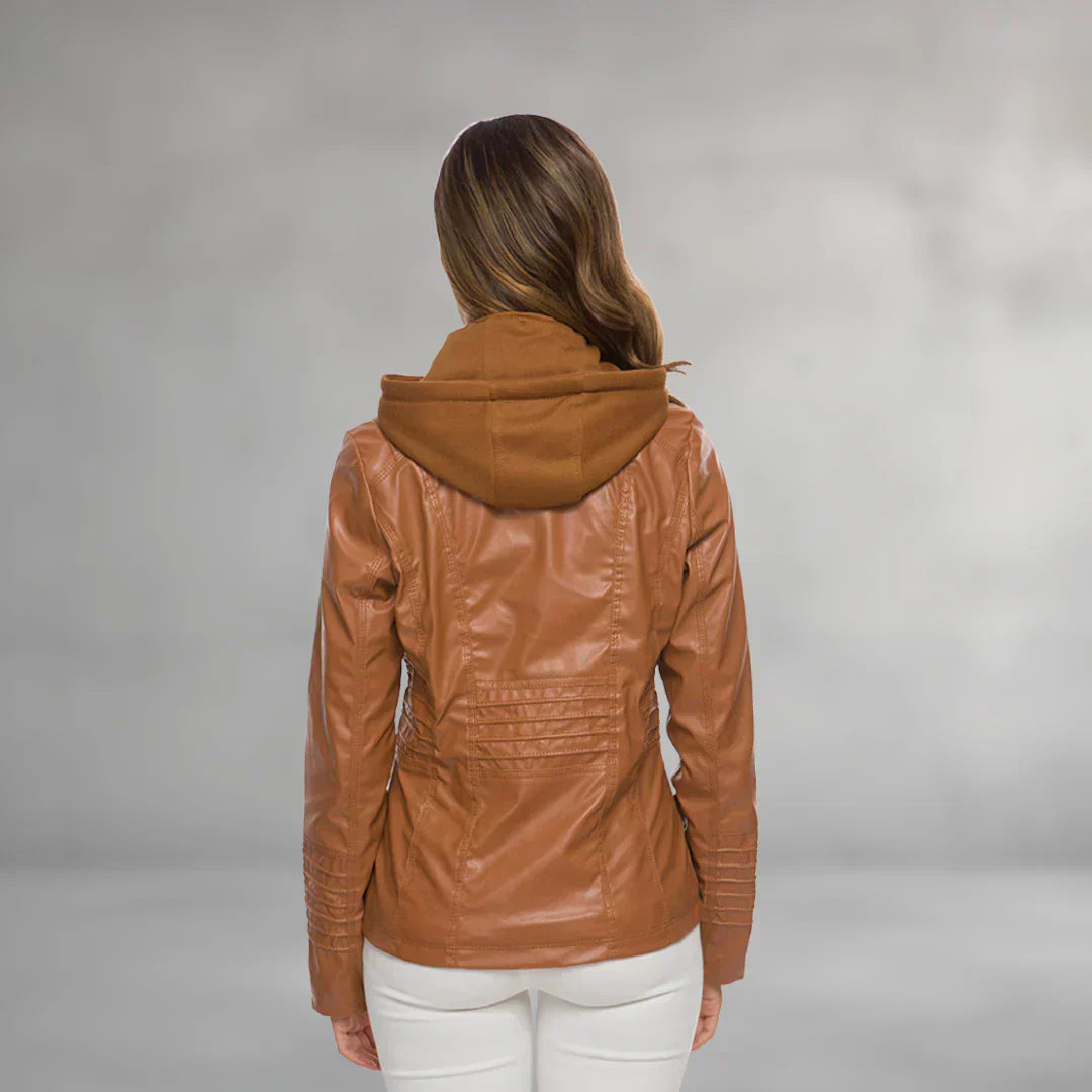 Emma | Lederjacke mit Kapuze