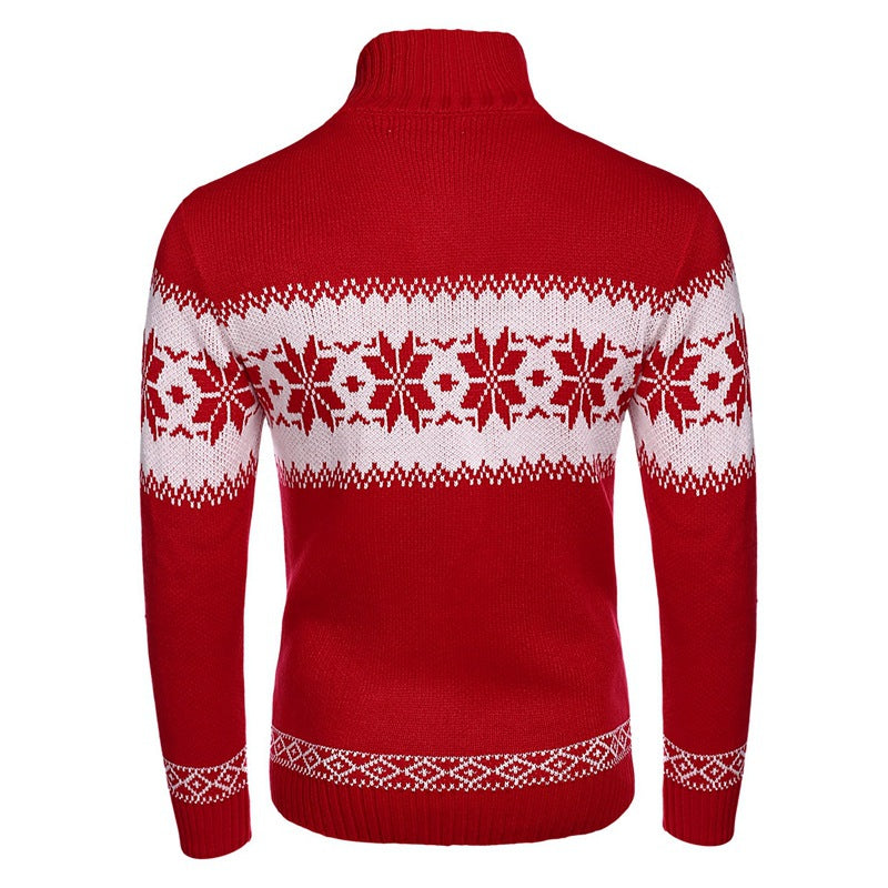 Langärmeliger Weihnachts-Jacquard-Strickpullover für Herren