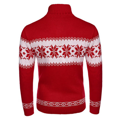 Langärmeliger Weihnachts-Jacquard-Strickpullover für Herren
