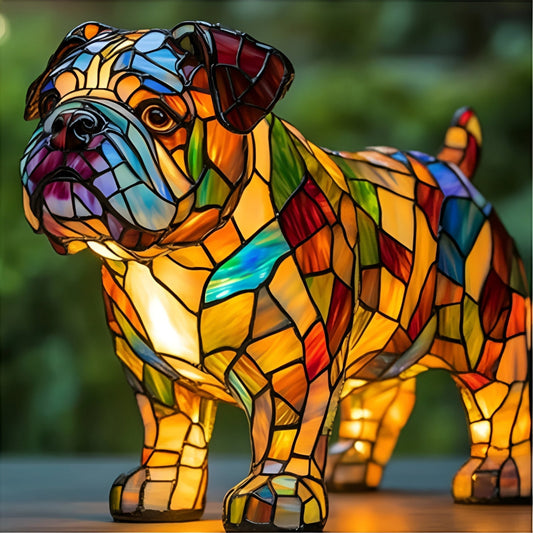 Maisone – Magical Bulldog Lamp in Coloured Glass